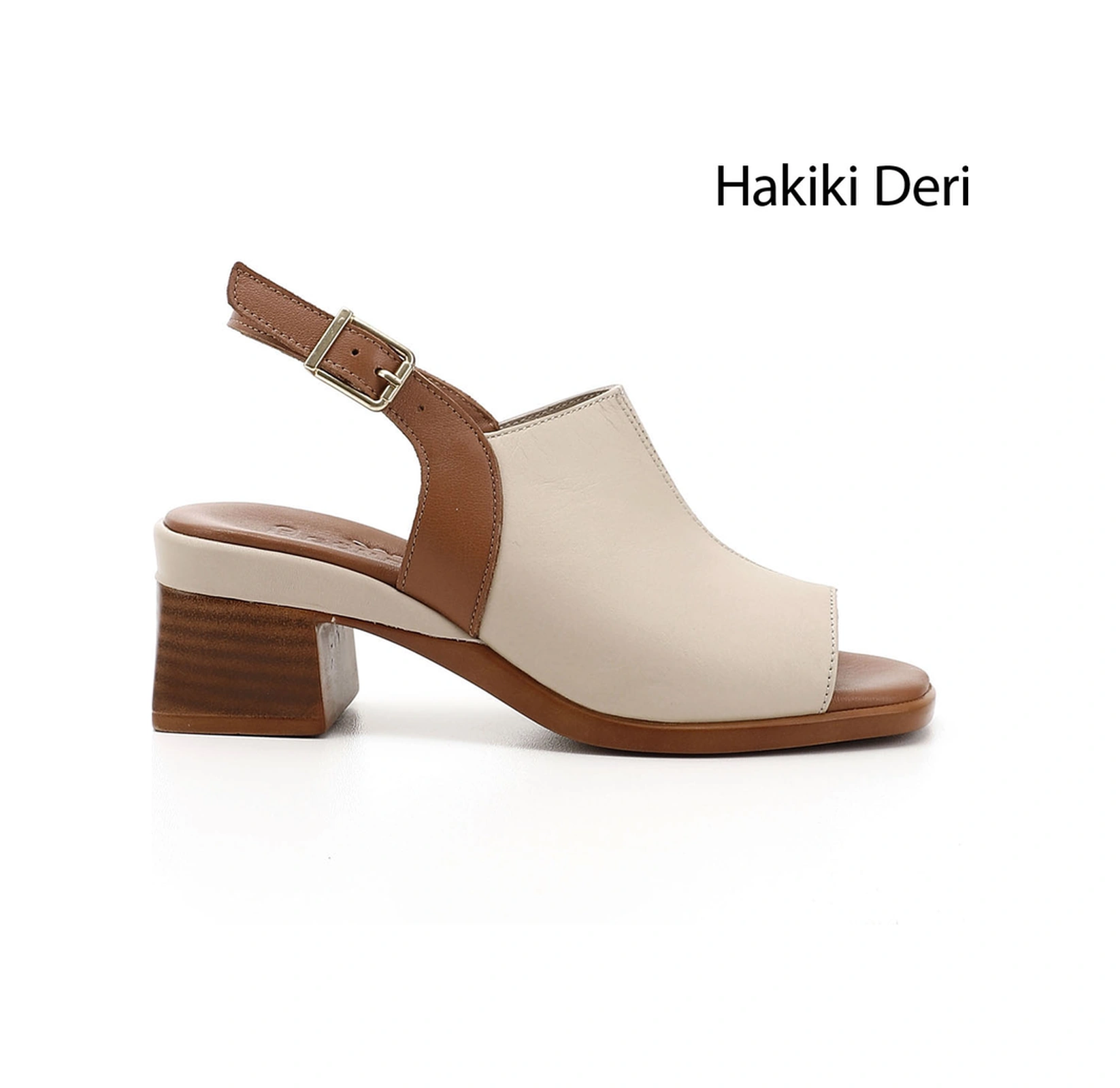 Gönderi(R) Gönderi R Kadın Bej Antik Kalın Topuklu Hakiki Deri Sandalet Dyza70945406 Bej