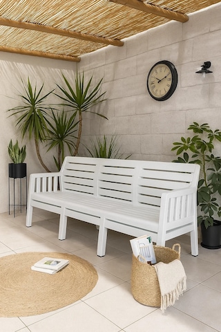 Lara Mindersiz Üçlü Bahçe Balkon Teras Koltuğu – Beyaz