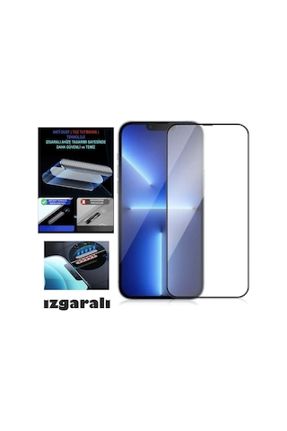 Apple  Uyumlu iPhone 11 Pro Max Ekran Koruyucu Toz Filitreli Izgaralı Anti Dust Tam Kaplayan Kırılmaz Cam