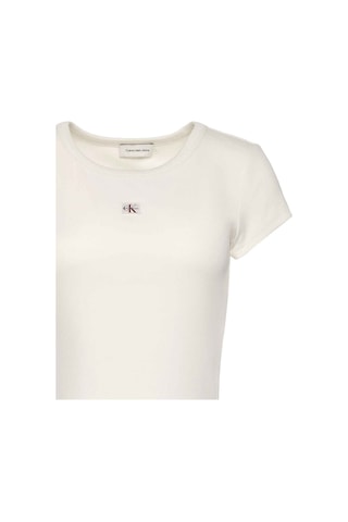 Calvin Klein Kadın Woven Label 2x2 Baby Rib Baby T-shirt-13051 Calico