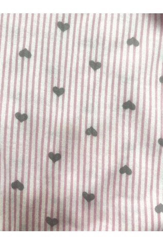 Desenli Penye Diz Altı Büyük Beden Anne Kadın Kapri Pembe Çizgili Kalpli