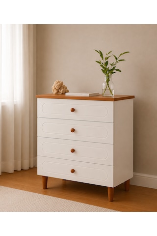 Pema Home Masal %100 Mdf Şifonyer Aynasız Atlantik Çam - Beyaz