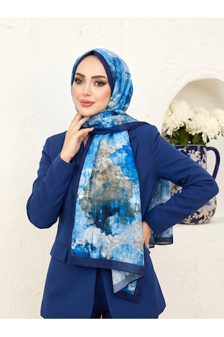 Cappio Scarf Cappio Sky Bloom Fransız İpeği Şal Parlement Mavi
