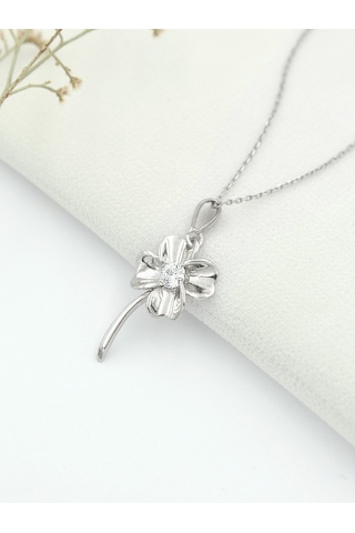 Brezza Lusso Jewelry Gümüş Dört Yapraklı Yonca Kadın Gümüş Kolye (311865865) 45 CM