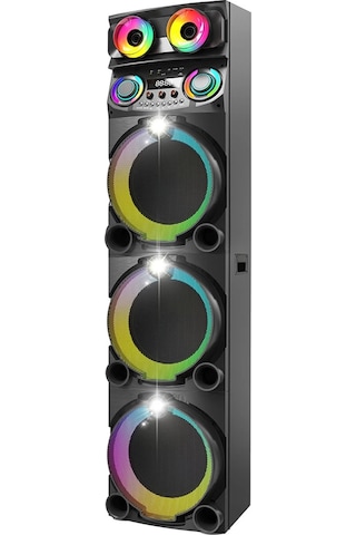 Zore Gd-3127 Dijital Led Göstergeli Mikrofonlu Rgb Tws Üçlü 12 İnç Stereo Bass Kablosuz Karaoke Hopa