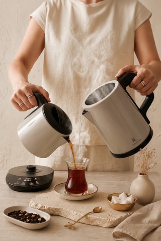 Kitchen Life MCH0012974 Demzade 4'in 1 Dijital 5 Fonksiyonlu Çelik Elektrikli Çay Makinesi