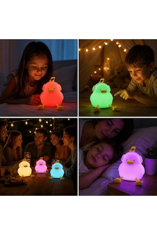 Nm Store Vurmalı 7 Renkli Silikon Ördek Led Masa Lambası, Müzisyen Tasarımlı, Dokunmatik Renk Değiştiren Dekoratif Usb Gece Lambası Diğer