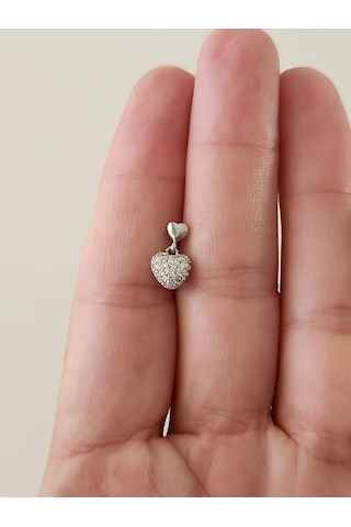 Eva Takı Store Kalp Bombeli Sallantılı Model Kıkırdak Tragus Helix Piercing Gümüş Renk Küpe Gümüş