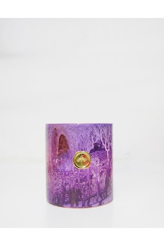 Mor Batik Desenli Cam Bardak Mumluk Vetealight Seti