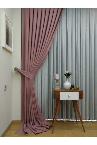 Evdepo Home Keten Gül Kurusu Fon Perde Tek Kanat Gülkurusu