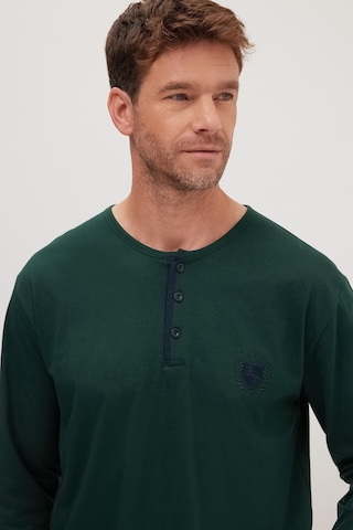 Tudors Erkek Standart Fit Normal Kesim %100 Pamuk Bisiklet Yaka Beli Lastikli Lacivert Pijama Takımı-37945 Lacivert