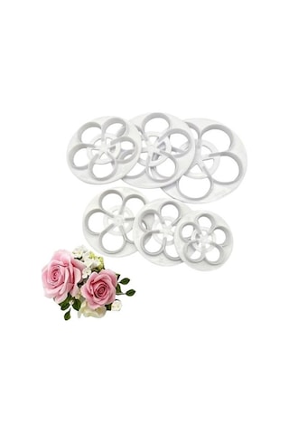 Şeker Hamuru Kalıbı Gül Yaprağı 6 Lı Beyaz