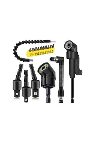 Xurunkeji 17 Adet Esnek Matkap Ucu Uzatması, 3 Adet Döndürülebilir Soket Adaptörü, 3 Adet Dik Açı Matkap Aparatı, 10 Tornavida Ucu