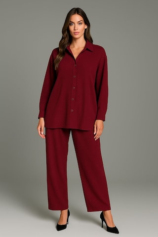 Bürümcük Gömlek Yaka Düğmeli Alt Üst Takım Tesettüre Uygun 2xl 6xl Bordo