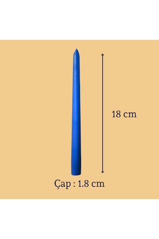 6 Lı Kısa Mavi Konik Şamdan Mum Yükseklik 18 Cm Mavi