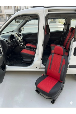 Favori Serisi Kırmızı Renault Kangoo İle Uyumlu Tam Set Oto Koltuk Kılıfı Arka Koltuk 2+1