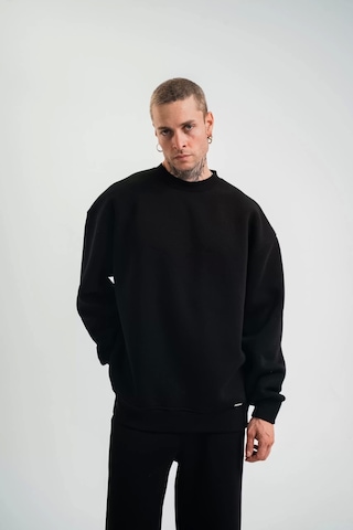Uzun Kol Bisiklet Yaka Basic Sweatshirt - Siyah Siyah