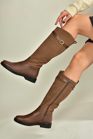 Fox Shoes V654002803 Kahverengi Hakiki Deri Düz Tabanlı Binici Çizmesi Kahverengi