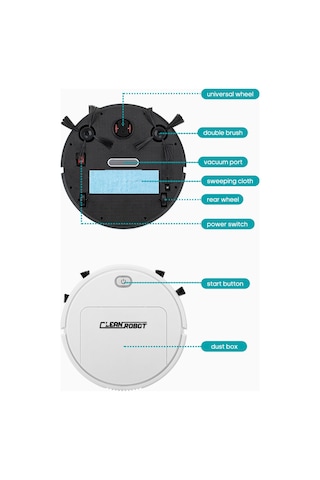 Youtek Gs250 Beyaz Akıllı Ev Robotu: Süpürme, Mopping Ve Emme 3'ü Birinde, Otomatik Engellere Kaçınma, 90 Dakika Kullanim Süresi Beyaz