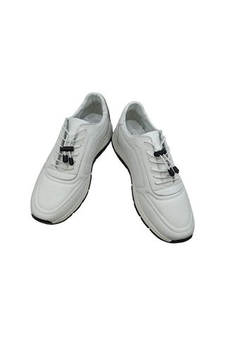 Hakiki Deri Lastikli Bağcıklı Çok Rahat Ve Şık Eva Taban Günlük Sneaker Spor Ayakkabı Beyaz