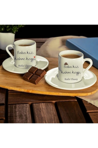 İsme Özel Babalı Kızlı Kahve Fincan Seti