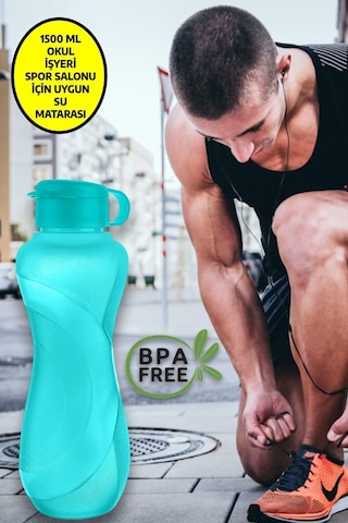 Waterfresh 1500 Ml Matara Okul Işyeri Spor Salonu Için Uygun & Su Şişesi & Suluk - Turkuaz