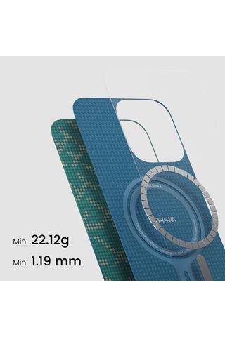 Apple Uyumlu iPhone 16 Pro Max Magsafe Özellikli Kılıf Aramid Fiber Pitaka Tactile Woven Monogram Serisi Yeşil