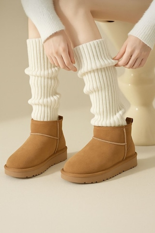 Ozzy Socks Tozluk Akrilik Triko Örgü Leg Warmer Ayak Isıtıcı Ekru Ekru