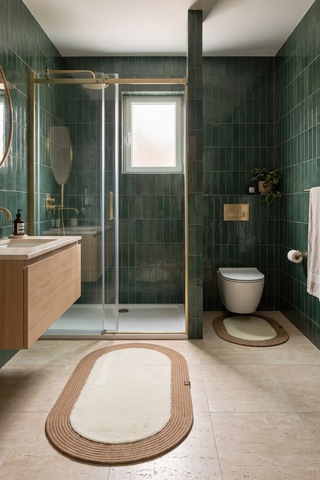 Banyo Paspası Takımı 60x100+40x60 Cm Düz Bej & Camel