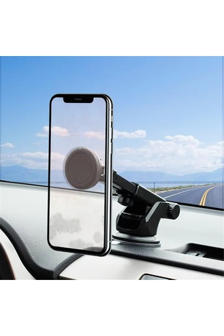 Mufunye Araç Telefon Tutucu Manyetik Süspansiyonlı Kol İle Sabitleyici, Abs Silikon Malzeme, 3.5-6.0 İnç Ekranlar İçin, Süngerli Tutucu Siyah Siyah