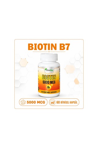 Biotin 5000 Mcg 60 Bitkisel Kapsül Biotin Takviye Edici Gıda