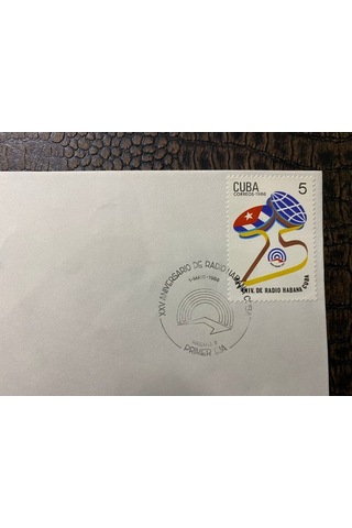 Cuba Fdc Xxv. Aniv. De Radio Habana Cuba Küba İlk Gün Zarfı Radio Habana Cuba 25. Yıl Dönümü