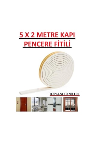 Beyaz Pencere Yalıtım Süngeri Fitili 10 Metre Yapışkanlı Pimapen Kapı Fitili Cam Bandı Sızdırmazlık Fitili 10 M