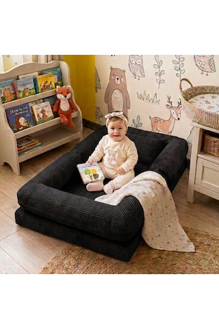 Miniwood Montessori Yatak Oyun Alanlı Bebek Yer Yatağı Sünger Çocuk Karyola 109 x 150 CM