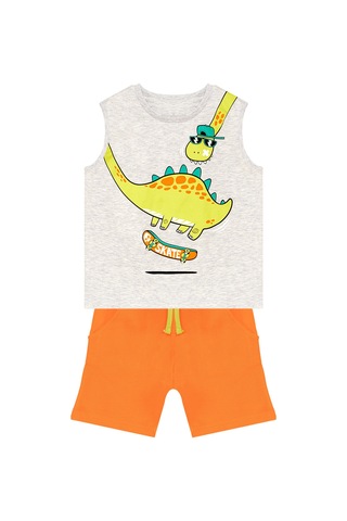 Denokids Kaykay Dino Erkek Çocuk T-shirt Şort Takım Renkli Çok Renkli