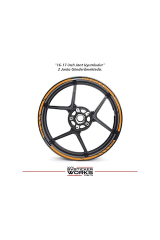 Motosiklet Jant Şeridi Jant Sticker Dekor Model Parçalı Desen Sticker Set Turuncu