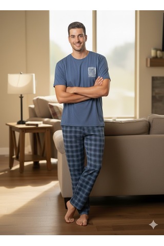 Erkek Kısa Kol Yazlık Pijama Takım Çok Renkli