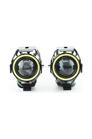 U7 MOTOSİKLET SİS FAR LED MERCEKLİ ANGEL LED (2 ADET) 3 MODLU