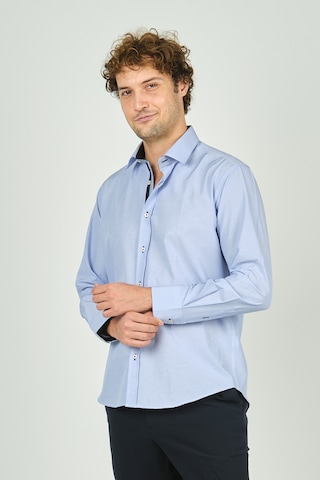 De Leone Erkek Slim Fit Uzun Kollu %100 Pamuk Gömlek 2008 Açık Mavi Açık Mavi