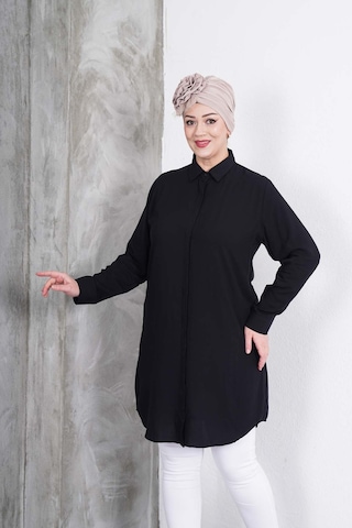 Polologin Butik Siyah Klasik Gömlek Tunik Siyah