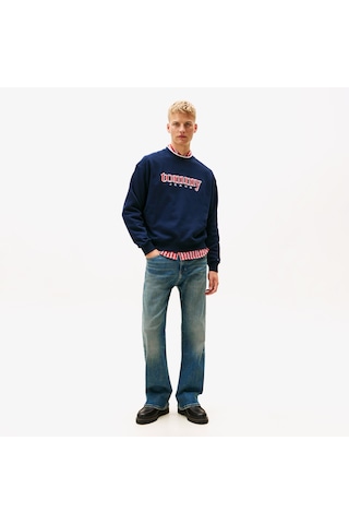 Tommy Hilfiger Erkek 90s Texture Graphic Erkek Lacivert Sweatshirt Dm0dm22373