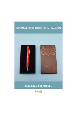 Mandala Desenli Kırmızı Touchpen Tükenmez Kalem Çok Renkli