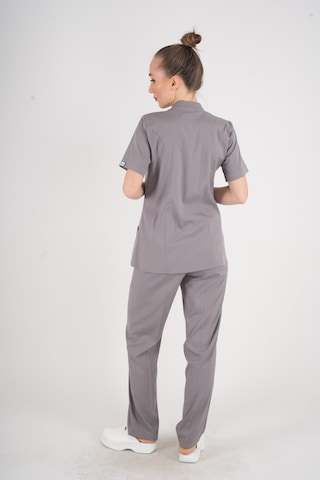 Aylu Model Soft Likra Gri Doktor Hemşire Hastane Scrubs Üniforma Takımı Gri