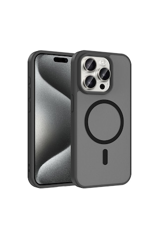 Apple Uyumlu iPhone 15 Pro Kılıf M-safe Şarj Özellikli Mkst Babet Kapak - Siyah