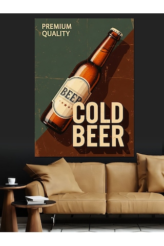 "soğuk Bira" Şişe Posteri Dekoratif Kanvas - Mdf Ahşap Tablo