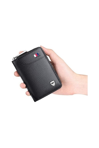 Septwolves Premium Seri Gerçek Deri-kısa Erkek Cüzdan Kartlık Siyah