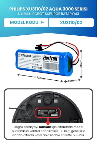 Philips Xu3110/02 Aqua 3000 Serisi Uyumlu Batarya 5000mah