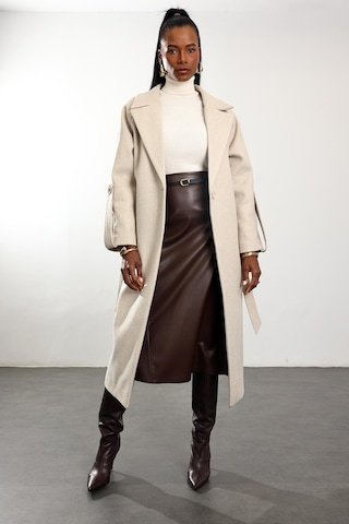 Bej Kuşaklı Kaşe Palto 1146 Bej