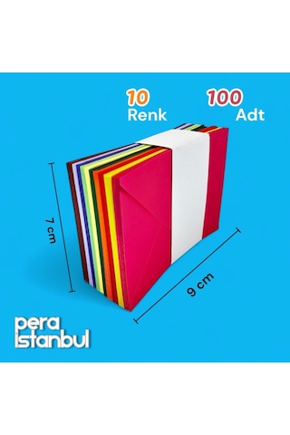 100 Adet Mini Zarf 70mmx90mm 10 Renk Zarf Hediye Doğum Günü Dilekleri Zarfı Not Kartlı Poşetli