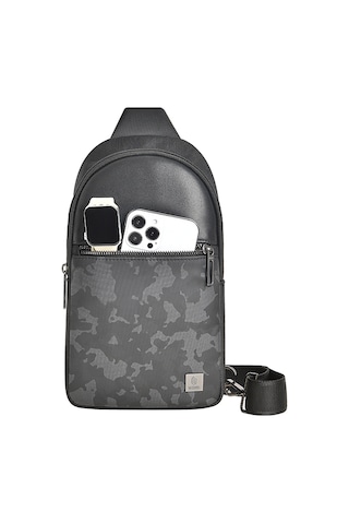 Wiwu Salem Serisi Crossbody Su Geçirmez Polyester Kumaş Omuz Askılı Çapraz Vücut Çantası Siyah